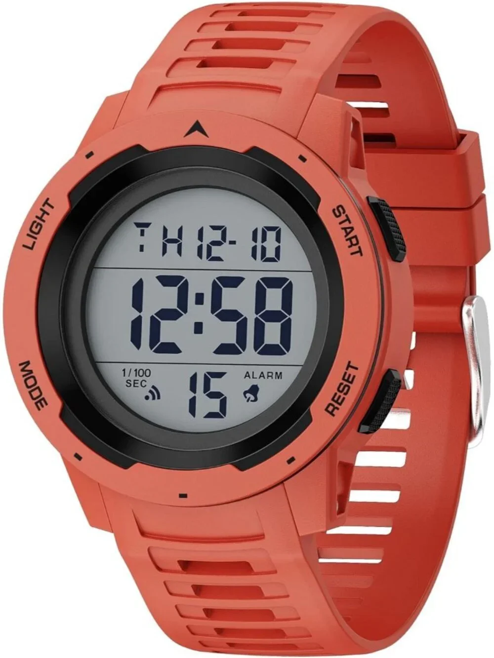 Men's All Red Analog Quartz Rubber Strap Military Waterproof LED Digital Watch